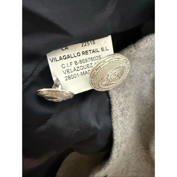 Vilagallo Two Silver Button Blazer Grey Size 38 Elbow Patches Wool Academia Scho - Picture 4 of 6